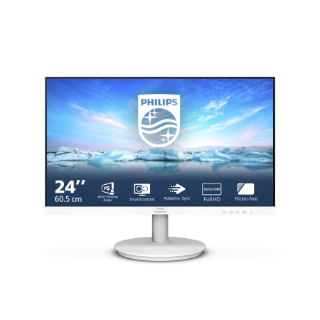 Philips V Line 241V8AW/00 computerskærm 60,5 cm (23.8") 1920 x 1080 pixel Fuld HD LCD Hvid Mobil, PC og tablet tilbehør
