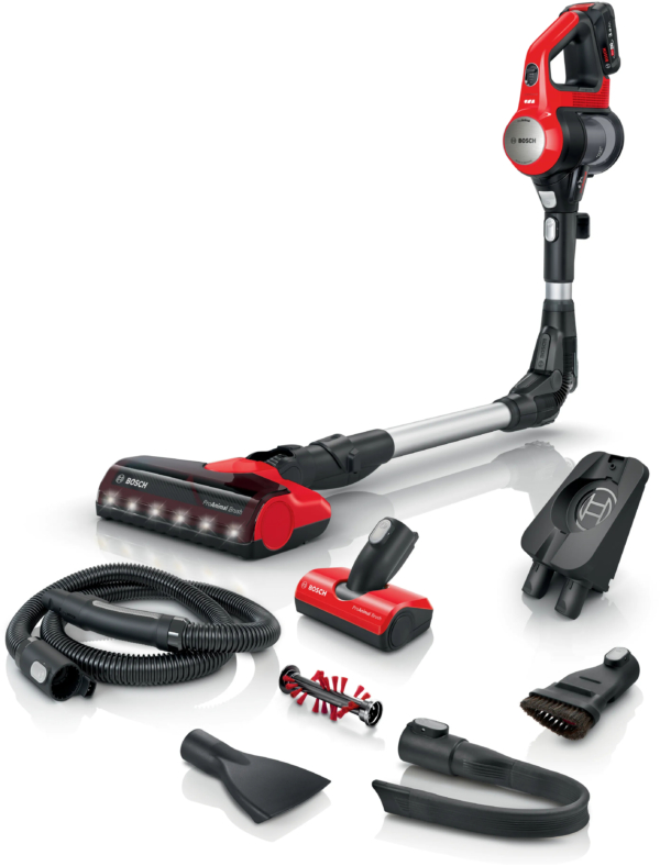 Bosch Unlimited 7 BCS711PET ProAnimal Trådløs Støvsuger. Poseløs. 0,3L. Sort, Rød