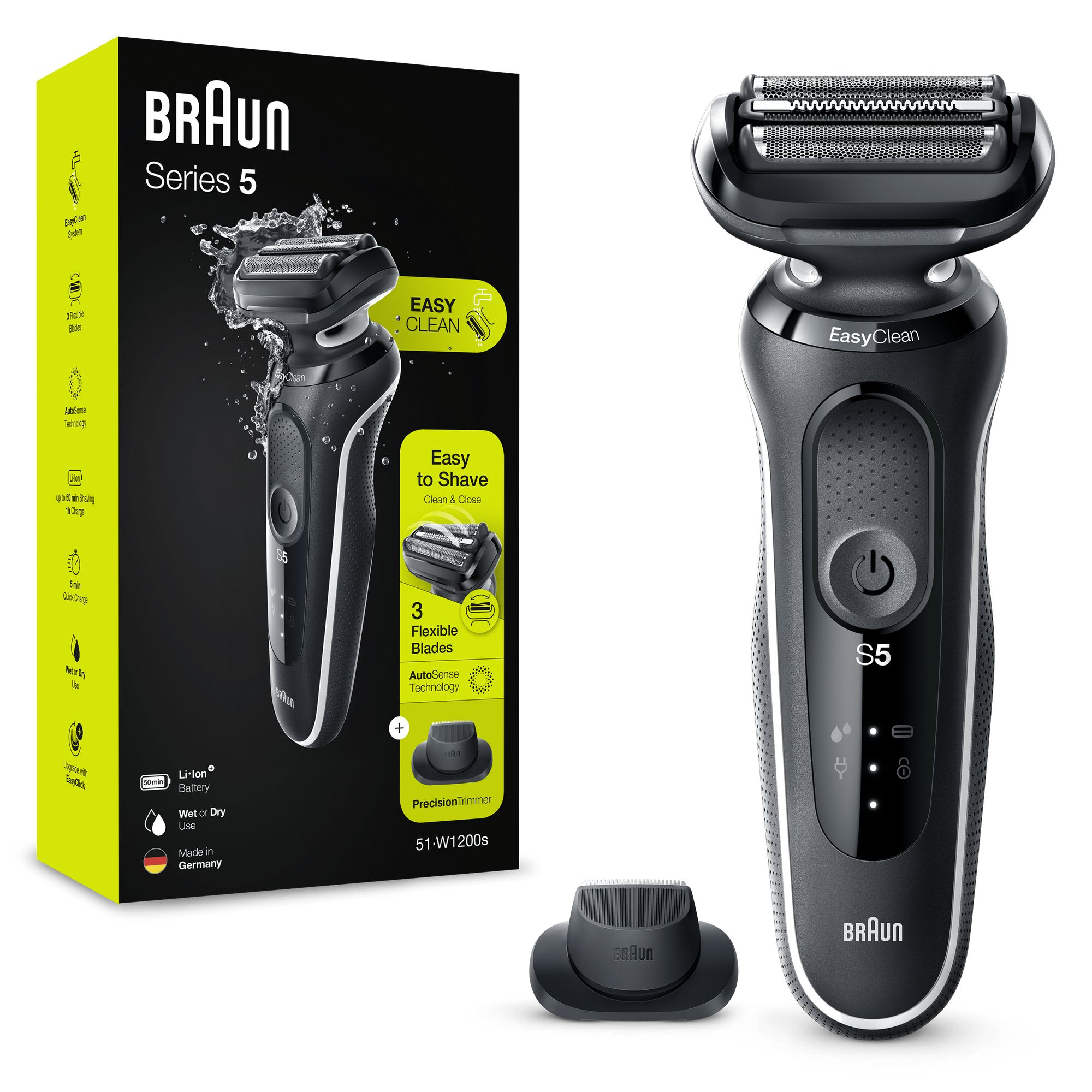 Braun Series 5 51-W1200s Folie shaver Trimmer Sort, Hvid Braun Series 5 51-W1200s Folie shaver Trimmer Sort, Hvid