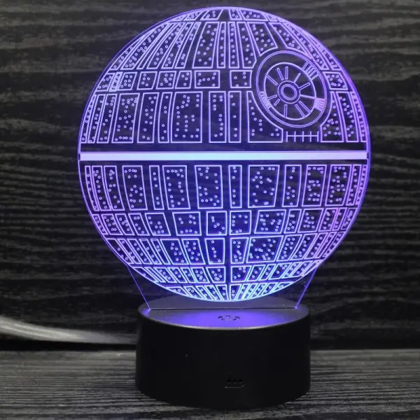 Dødsstjernen 3D lampe. Natlampe med en sej Dødsstjerne. Farveskift mellem 7 farver. - Image 6
