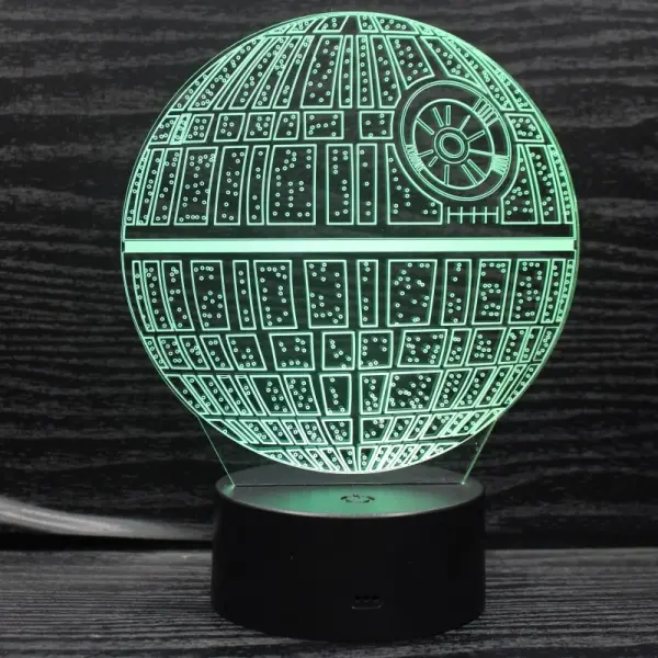 Dødsstjernen 3D lampe. Natlampe med en sej Dødsstjerne. Farveskift mellem 7 farver. - Image 5