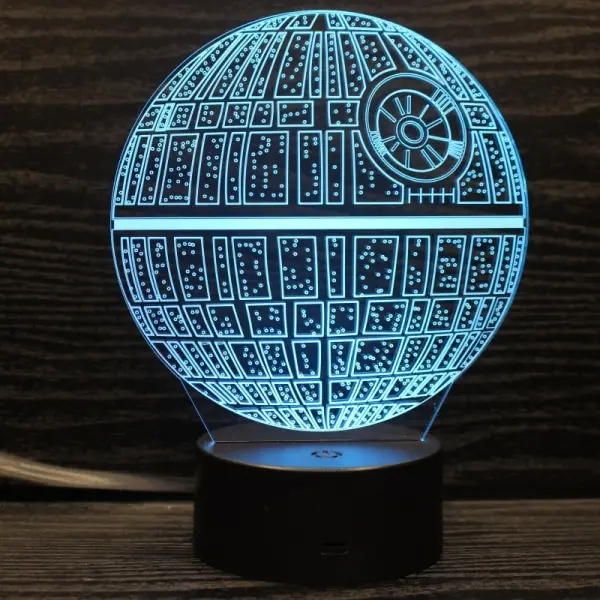 Dødsstjernen 3D lampe. Natlampe med en sej Dødsstjerne. Farveskift mellem 7 farver. - Image 3