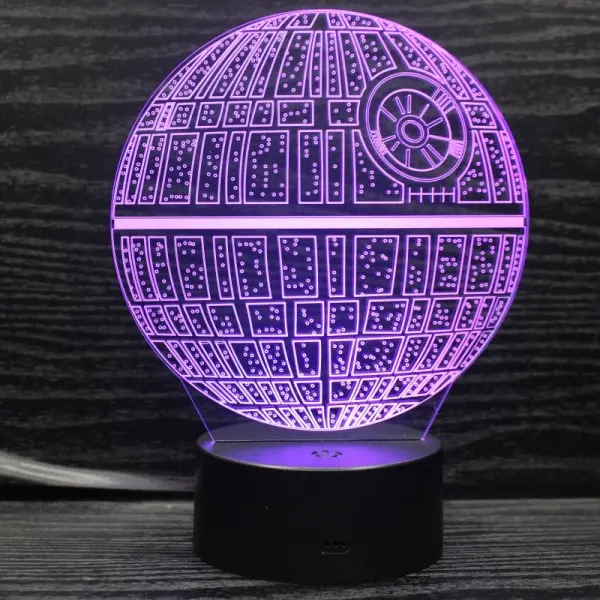 Dødsstjernen 3D lampe. Natlampe med en sej Dødsstjerne. Farveskift mellem 7 farver. - Image 4
