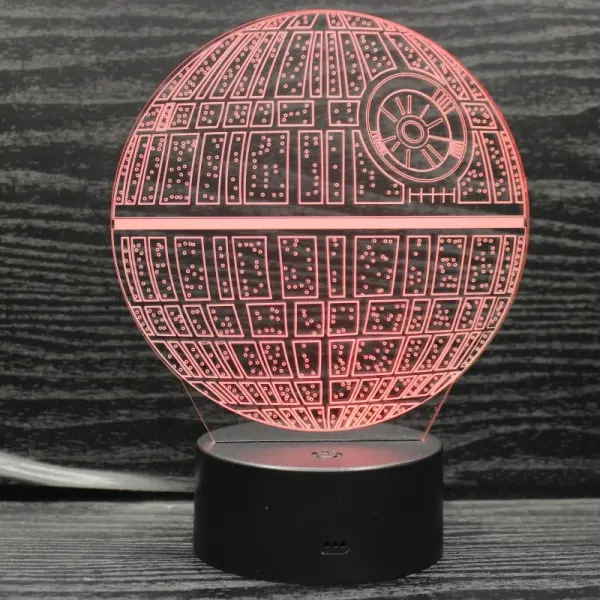 Dødsstjernen 3D lampe. Natlampe med en sej Dødsstjerne. Farveskift mellem 7 farver. - Image 7