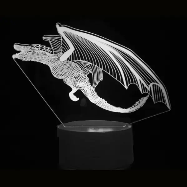 Drage 3D lampe. Sej drage natlampe. Farveskift mellem 7 farver. - Image 4