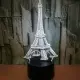 Eiffeltårn 3D lampe. Natlampe med Paris' vartegn. 7 farver.