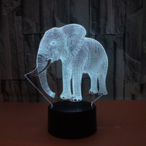Elefant 3D lampe. Natlampe med en flot elefant. 3D effekt.