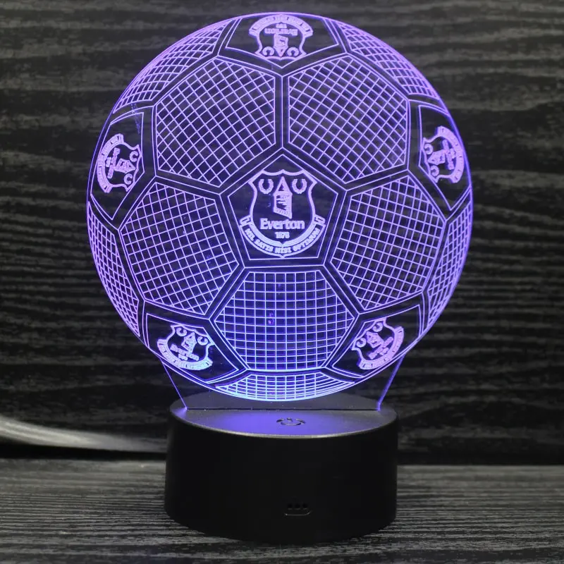 Everton 3D lampe. Fodbold. Farveskift mellem 7 farver.
