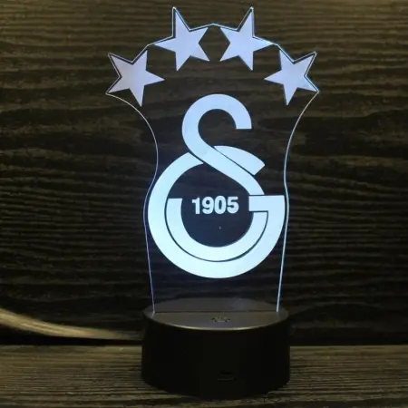 Galatasaray 3D lampe. Farveskift i 7 farver. Fed natlampe.