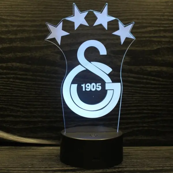 Galatasaray 3D lampe. Farveskift i 7 farver. Fed natlampe.