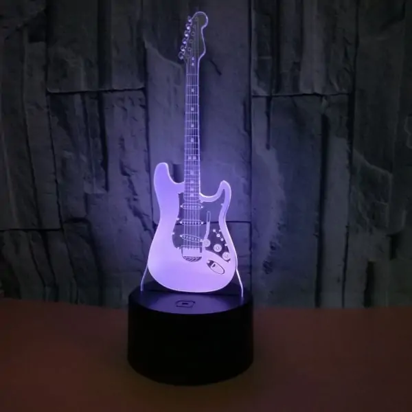 Guitar 3D lampe. Farveskift mellem 7 farver. Guitar 3D lampe. Farveskift mellem 7 farver. - Billede 7