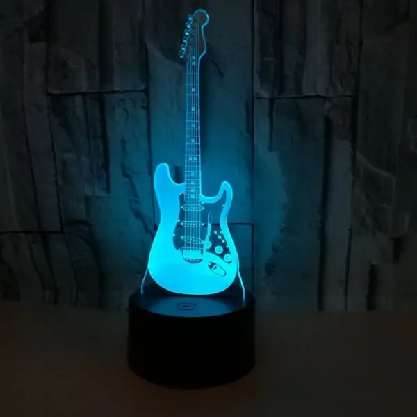 Guitar 3D lampe. Farveskift mellem 7 farver. Guitar 3D lampe. Farveskift mellem 7 farver. - Billede 4