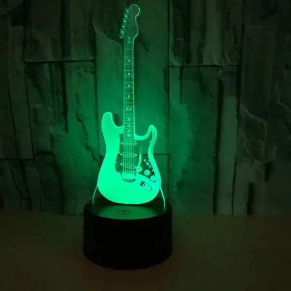 Guitar 3D lampe. Farveskift mellem 7 farver. Guitar 3D lampe. Farveskift mellem 7 farver. - Billede 3