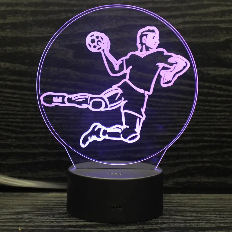 Flot håndbold 3D lampe. Lysende håndboldspiller. Farveskift mellem 7 farver. Flot håndbold 3D lampe. Lysende håndboldspiller. Farveskift mellem 7 farver. - Image 2