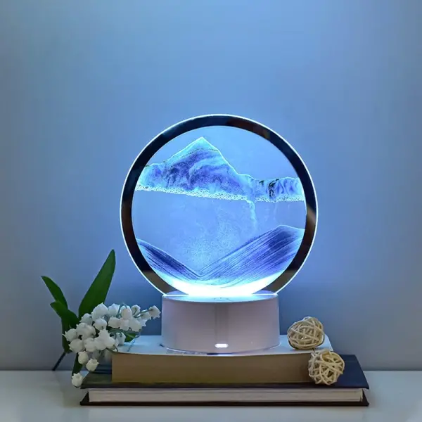 3D LED lampe med dynamisk bevægeligt sand. Farveskift mellem 7 farver. - Image 2