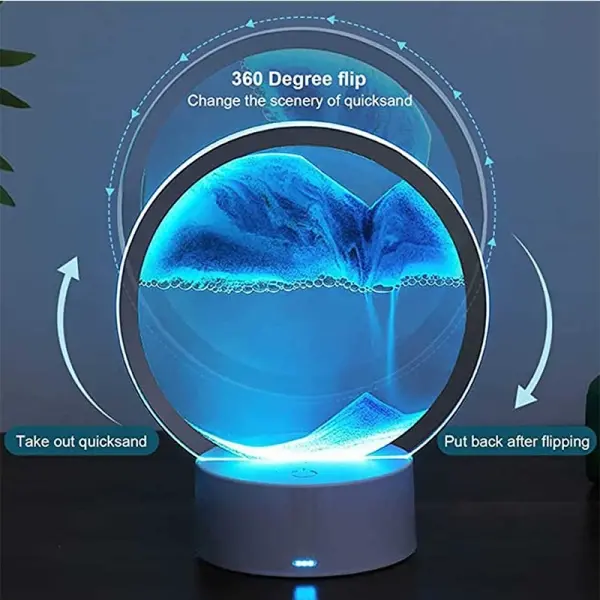 3D LED lampe med dynamisk bevægeligt sand. Farveskift mellem 7 farver. - Image 3