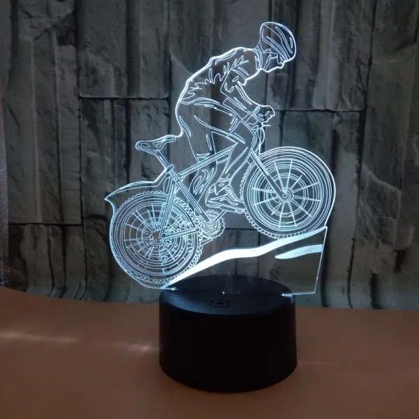 Mountainbike 3D lampe. Sej lysende mountainbike rytter. Farveskift mellem 7 farver. Mountainbike 3D lampe. Sej lysende mountainbike rytter. Farveskift mellem 7 farver. - Billede 2