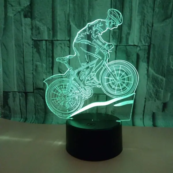 Mountainbike 3D lampe. Sej lysende mountainbike rytter. Farveskift mellem 7 farver. Mountainbike 3D lampe. Sej lysende mountainbike rytter. Farveskift mellem 7 farver. - Billede 7
