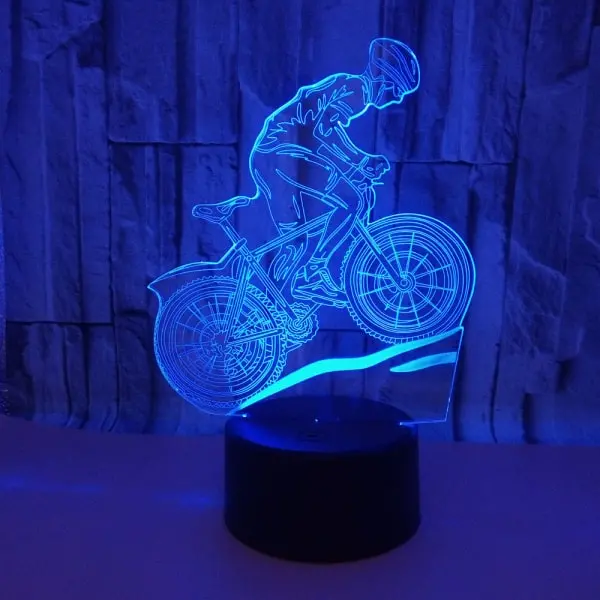 Mountainbike 3D lampe. Sej lysende mountainbike rytter. Farveskift mellem 7 farver. Mountainbike 3D lampe. Sej lysende mountainbike rytter. Farveskift mellem 7 farver. - Billede 6