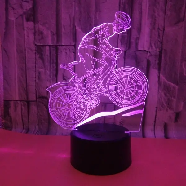 Mountainbike 3D lampe. Sej lysende mountainbike rytter. Farveskift mellem 7 farver. Mountainbike 3D lampe. Sej lysende mountainbike rytter. Farveskift mellem 7 farver. - Billede 5