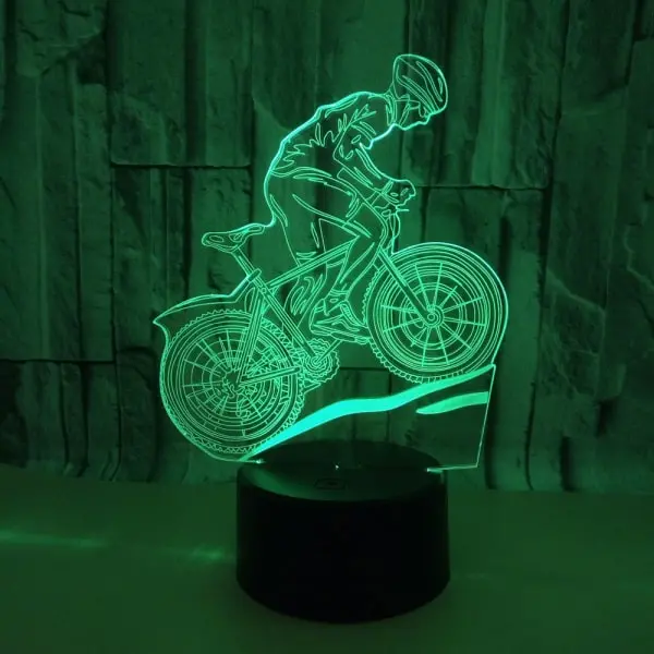 Mountainbike 3D lampe. Sej lysende mountainbike rytter. Farveskift mellem 7 farver. Mountainbike 3D lampe. Sej lysende mountainbike rytter. Farveskift mellem 7 farver. - Billede 4