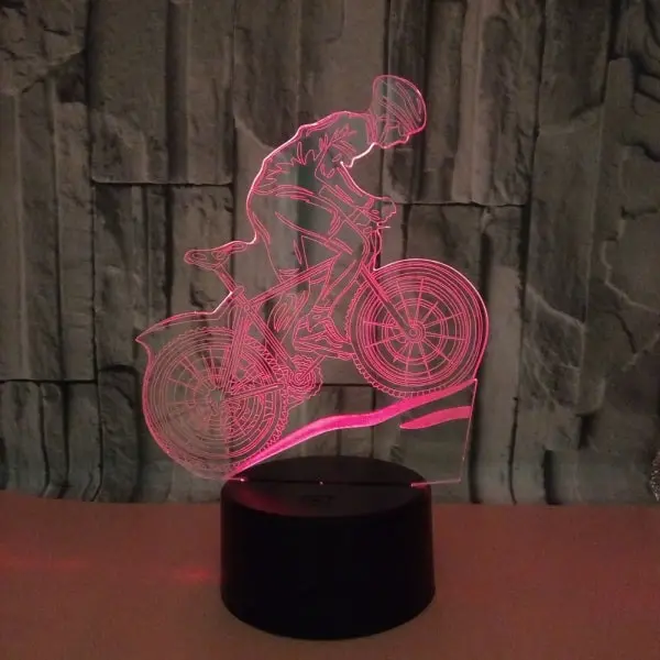 Mountainbike 3D lampe. Sej lysende mountainbike rytter. Farveskift mellem 7 farver. Mountainbike 3D lampe. Sej lysende mountainbike rytter. Farveskift mellem 7 farver. - Billede 3
