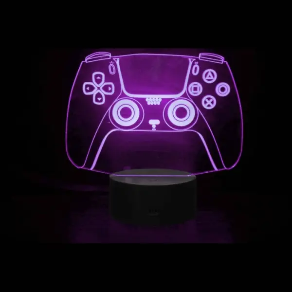 PlayStation 4 Controller 3D lampe. Flot lysende PlayStation natlampe. Farveskift mellem 7 farver. - Image 2