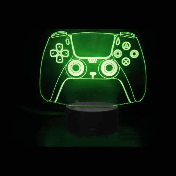 PlayStation 4 Controller 3D lampe. Flot lysende PlayStation natlampe. Farveskift mellem 7 farver. - Image 6