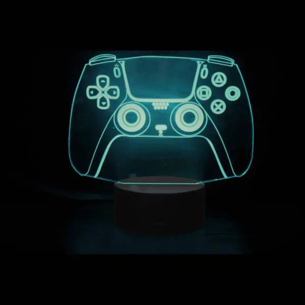 PlayStation 4 Controller 3D lampe. Flot lysende PlayStation natlampe. Farveskift mellem 7 farver. - Image 5