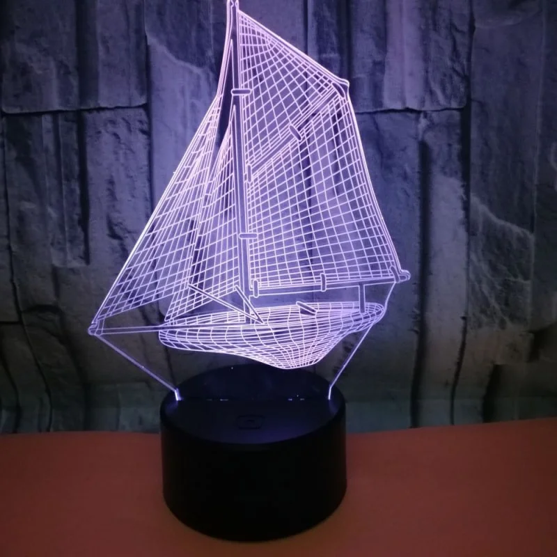 Sejlskib 3D lampe. Flot lysende sejlskib. Farveskift mellem 7 farver. Sejlskib 3D lampe. Flot lysende sejlskib. Farveskift mellem 7 farver. - Image 7