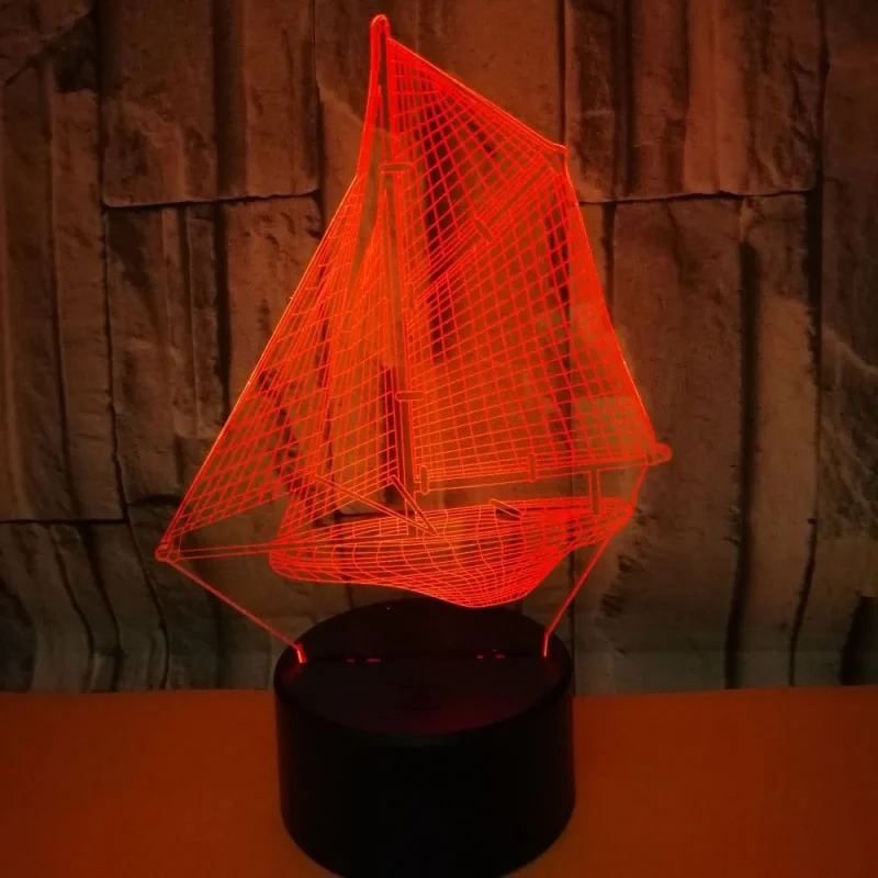 Sejlskib 3D lampe. Flot lysende sejlskib. Farveskift mellem 7 farver. Sejlskib 3D lampe. Flot lysende sejlskib. Farveskift mellem 7 farver. - Image 5