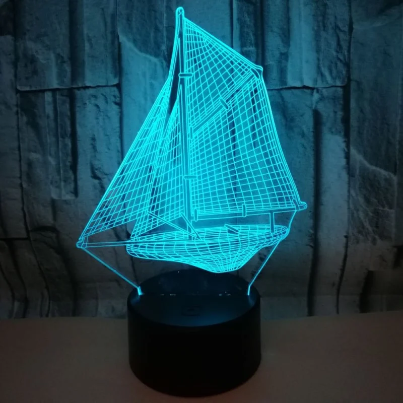 Sejlskib 3D lampe. Flot lysende sejlskib. Farveskift mellem 7 farver. Sejlskib 3D lampe. Flot lysende sejlskib. Farveskift mellem 7 farver. - Image 3