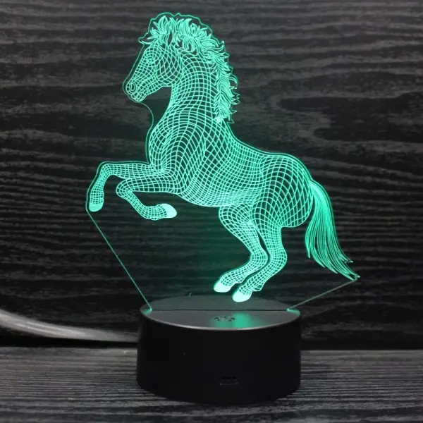 Stejlende hest 3D lampe. Natlampe med en flot Stejlende hest. Farveskift mellem 7 farver. - Image 6