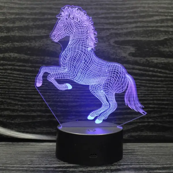 Stejlende hest 3D lampe. Natlampe med en flot Stejlende hest. Farveskift mellem 7 farver. - Image 4
