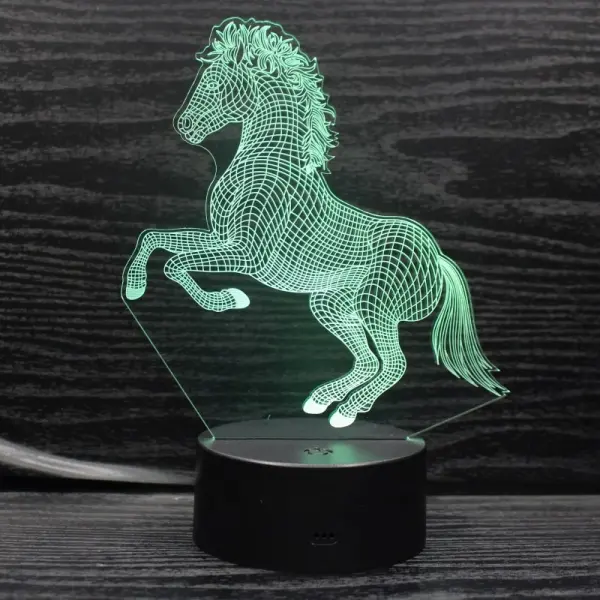 Stejlende hest 3D lampe. Natlampe med en flot Stejlende hest. Farveskift mellem 7 farver. - Image 3