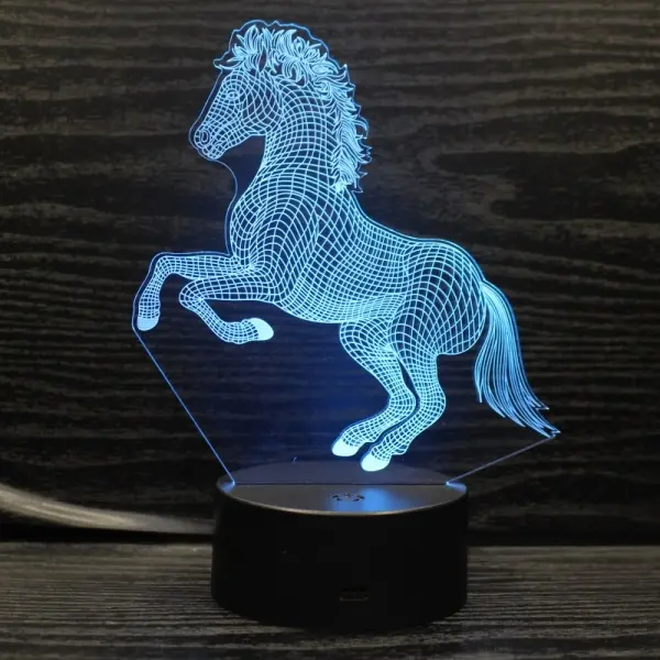 Stejlende hest 3D lampe. Natlampe med en flot Stejlende hest. Farveskift mellem 7 farver. - Image 2
