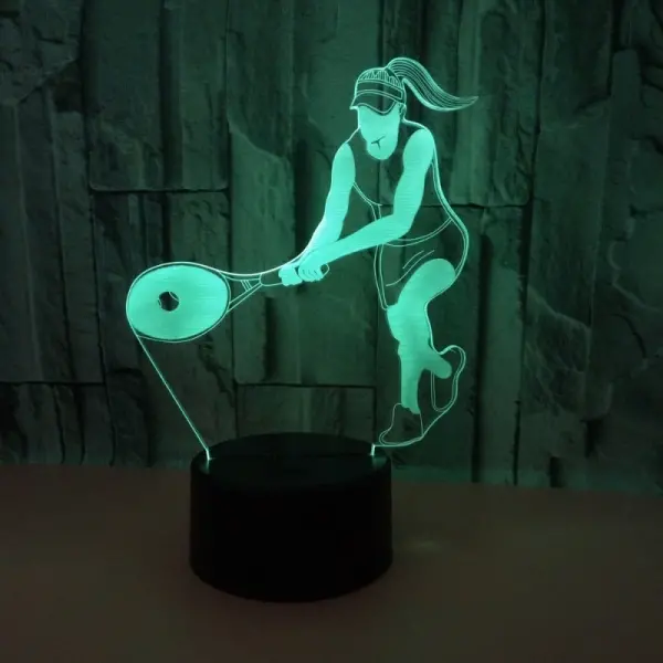 Tennis 3D lampe. Lysende kvindelig tennisspiller. Farveskift mellem 7 farver. - Image 7