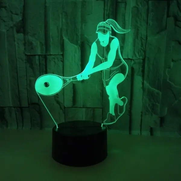 Tennis 3D lampe. Lysende kvindelig tennisspiller. Farveskift mellem 7 farver. - Image 2