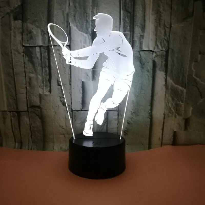 Tennis 3D lampe. Lysende mandlig tennisspiller. Farveskift mellem 7 farver. Tennis 3D lampe. Lysende mandlig tennisspiller. Farveskift mellem 7 farver. - Image 2