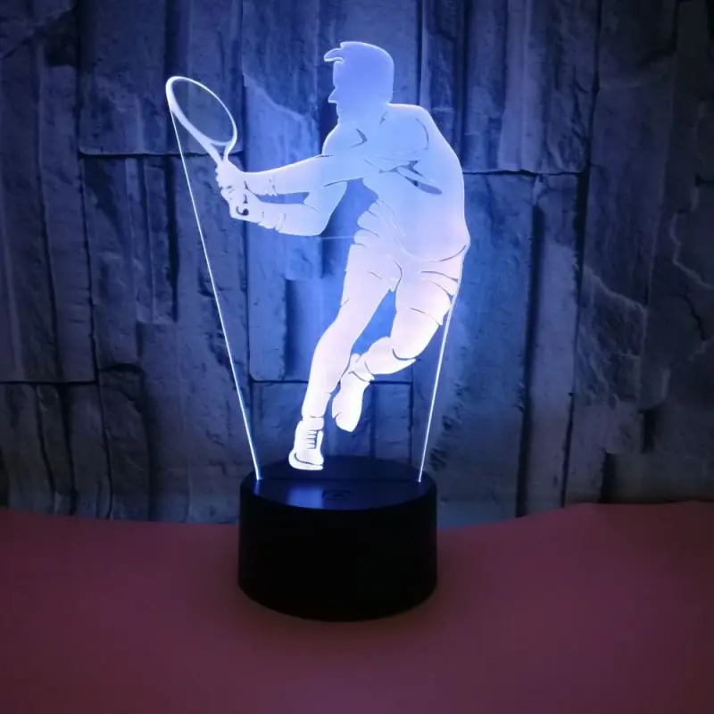 Tennis 3D lampe. Lysende mandlig tennisspiller. Farveskift mellem 7 farver. Tennis 3D lampe. Lysende mandlig tennisspiller. Farveskift mellem 7 farver. - Image 6