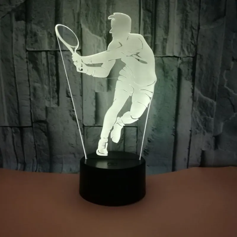 Tennis 3D lampe. Lysende mandlig tennisspiller. Farveskift mellem 7 farver. Tennis 3D lampe. Lysende mandlig tennisspiller. Farveskift mellem 7 farver. - Image 5