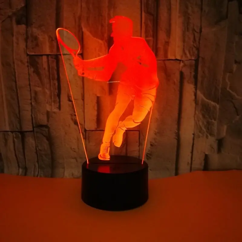 Tennis 3D lampe. Lysende mandlig tennisspiller. Farveskift mellem 7 farver. Tennis 3D lampe. Lysende mandlig tennisspiller. Farveskift mellem 7 farver. - Image 4