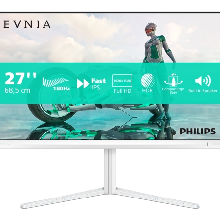 Philips Evnia 27M2N3201A/00 computerskærm 68,6 cm (27") 1920 x 1080 pixel Fuld HD LCD Hvid Mobil, PC og tablet tilbehør
