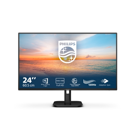 Philips 1000 series 24E1N1100A/00 computerskærm 60,5 cm (23.8") 1920 x 1080 pixel Fuld HD LCD Sort Mobil, PC og tablet tilbehør