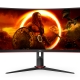 AOC G2 CU34G2XP computerskærm 86,4 cm (34") 3440 x 1440 pixel UltraWide Quad HD LED Sort, Rød Mobil, PC og tablet tilbehør