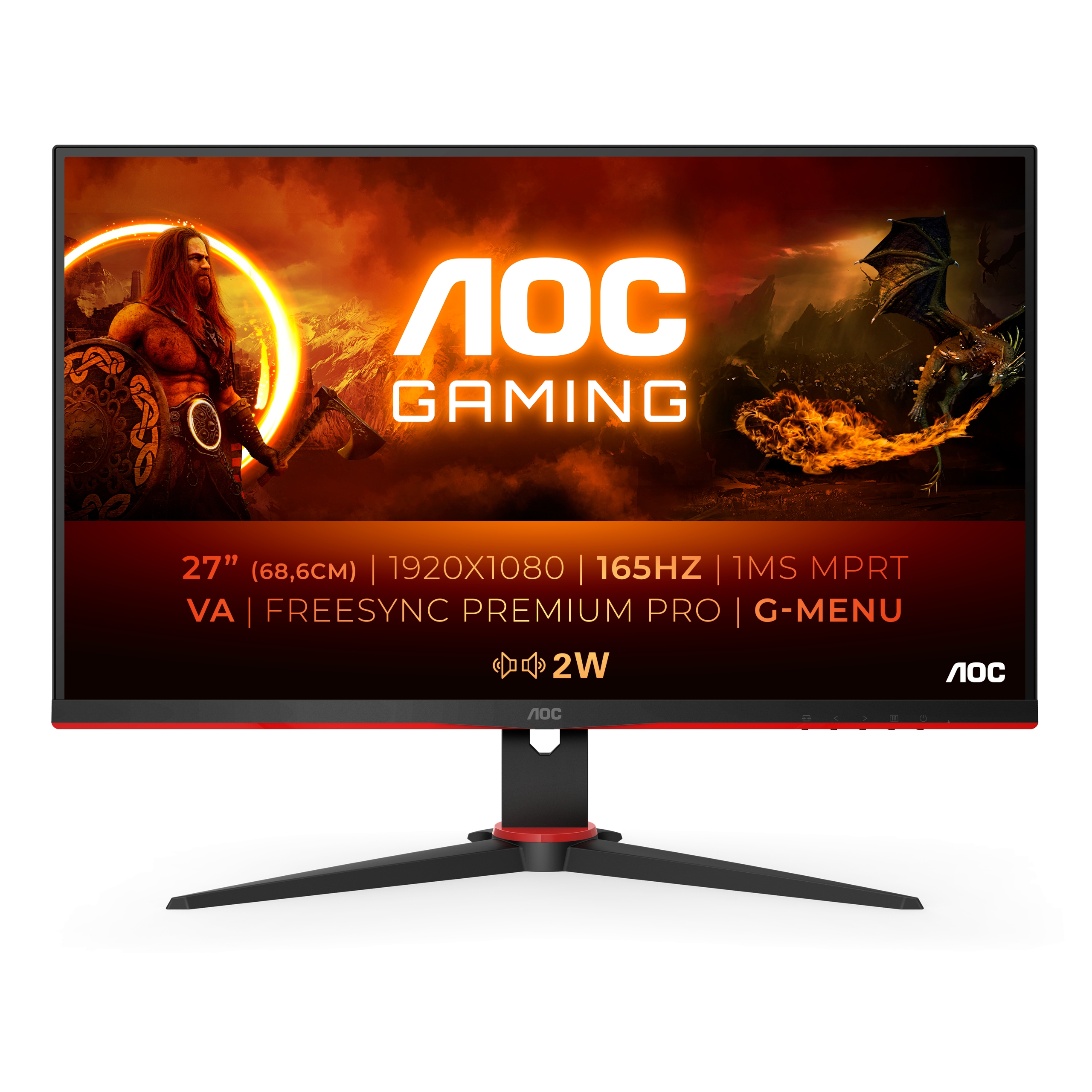 AOC Gaming 27G2SAE/BK 1920 x 1080 HDMI DisplayPort 165Hz 27″ Skærm.