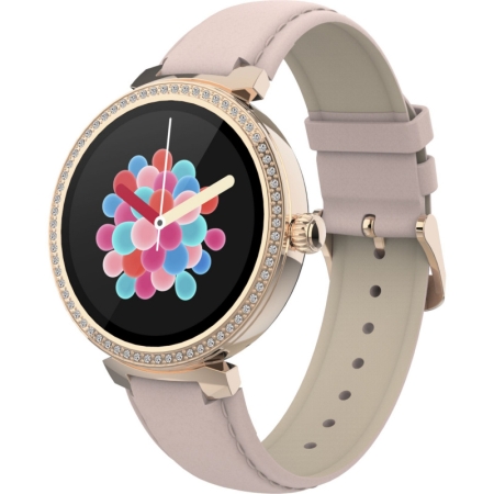 DENVER SWC-342 Dame Smartwatch – Puls & Blodilt, Rose Gold med Smukke Sten Dame Smartwatch Rose Gold –DENVER SWC-342 Puls & Blodilt