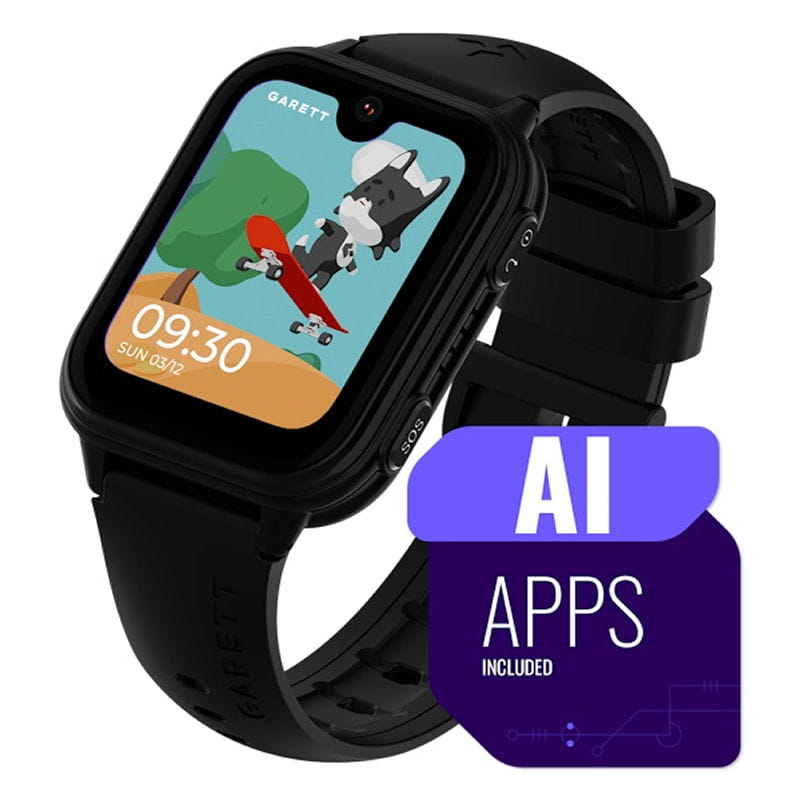Garett Kids Vibe AI 4G Smartwatch til Børn – GPS, Videoopkald, SOS & WhatsApp – Sort Garett Kids Vibe AI 4G Smartwatch til Børn Sort