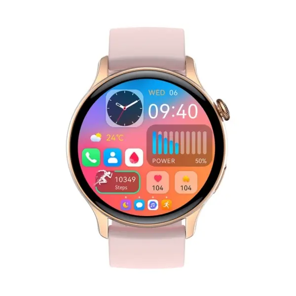 HK85 Smartwatch. Rund 1.43" AMOLED HD Touch Screen. Gold. - Image 2