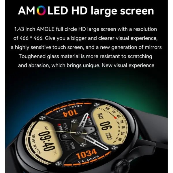 HK85 Smartwatch. Rund 1.43" AMOLED HD Touch Screen. Silver. - Image 14